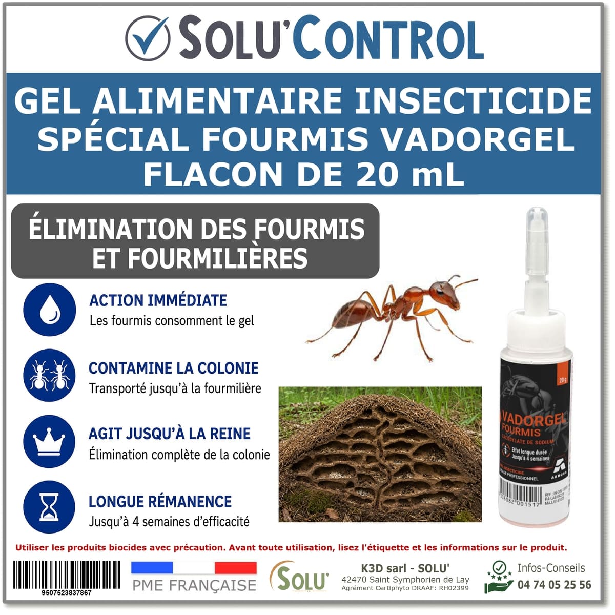 Insecticide gel contre les fourmis Vador Fourmis, Solu